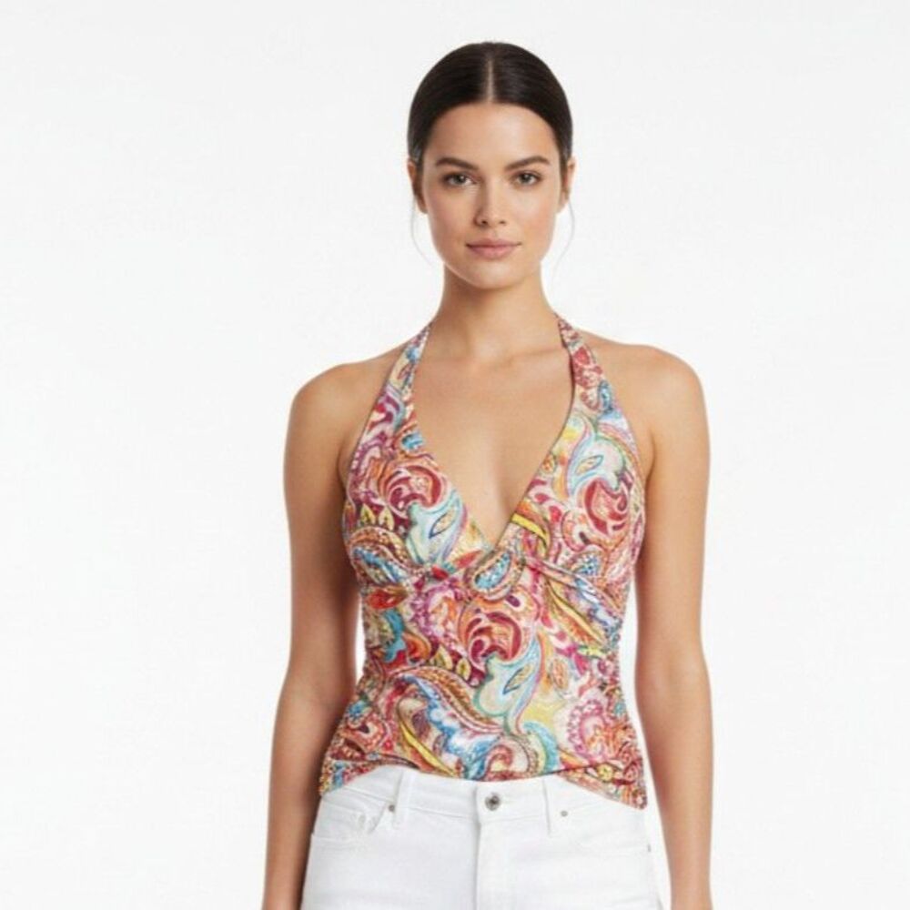 Ralph Lauren Multi Print Contour Wire Free Tankini Swim Top 14